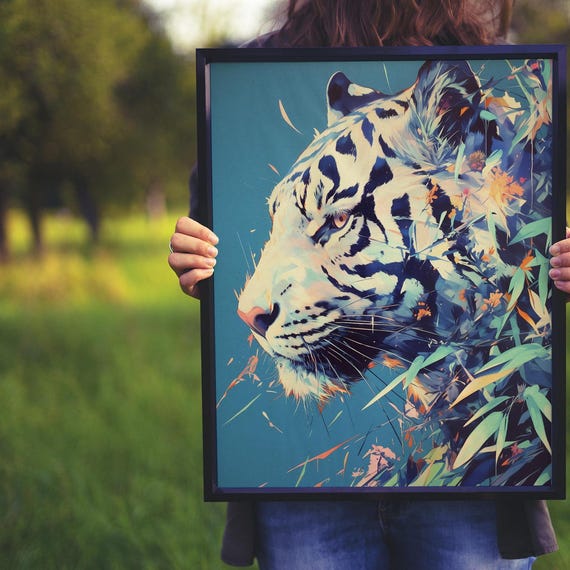 Bold Apex Cat Decor Wildcat Panther Gift For Him White Bengal Tiger Wildlife Cat