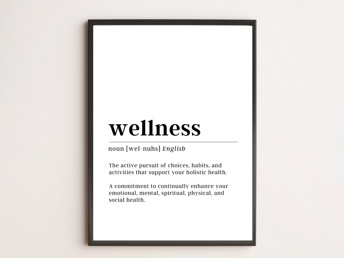 Wellness Definition Dictionary Style Healthy Lifestyle Quote Poster