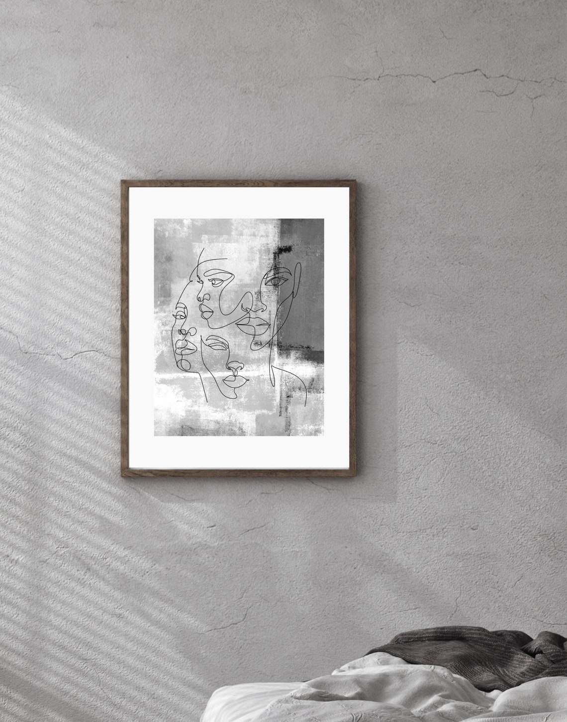 Abstract Grey Watercolor Women Faces Line Art Feminine Poster - Image 3