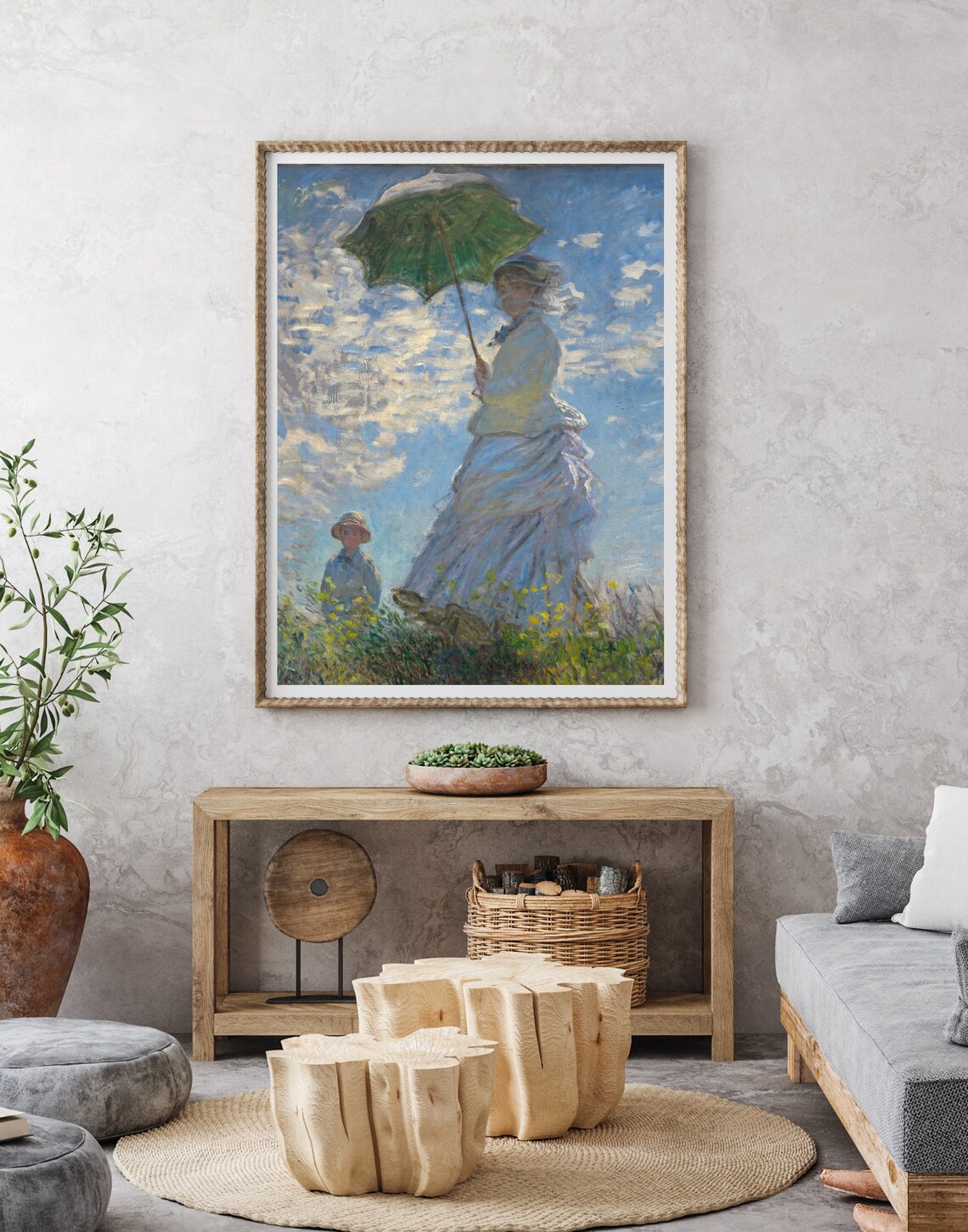 Monet Woman With A Parasol Impressionist Meadow Painting Poster - Image 4