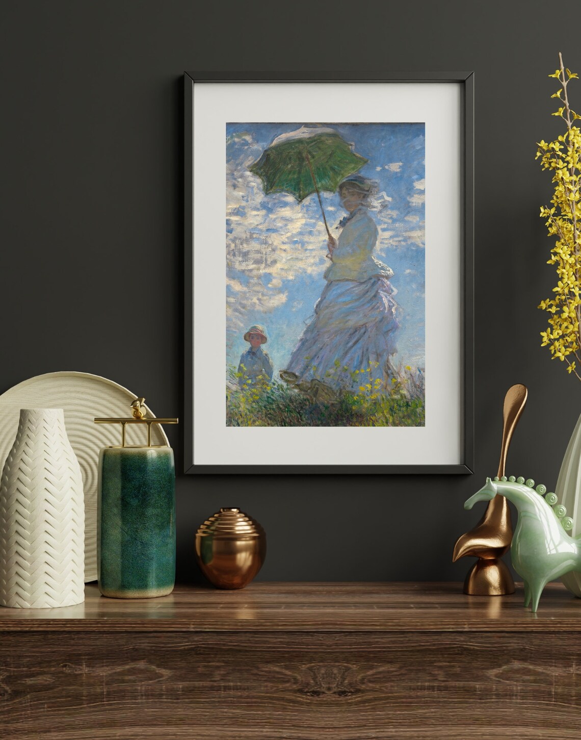 Monet Woman With A Parasol Impressionist Meadow Painting Poster - Image 2