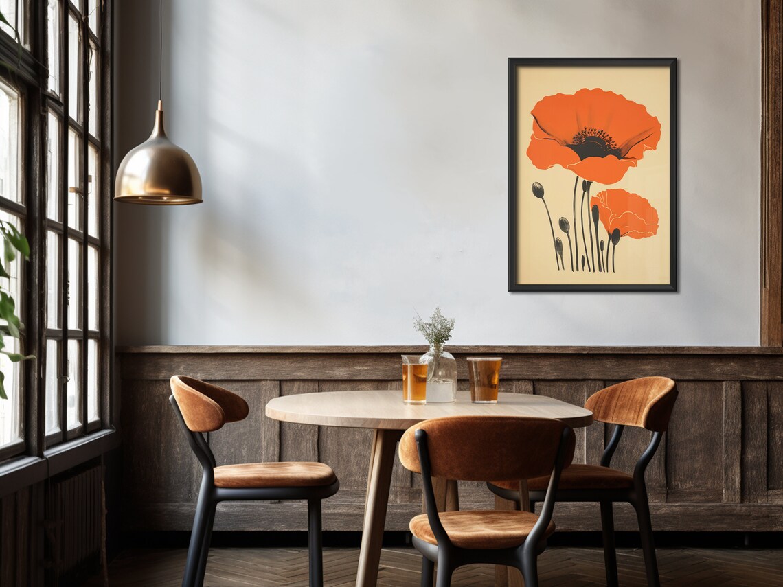 Red Poppy Vintage Botanical Art Print, Boho Style - Image 4