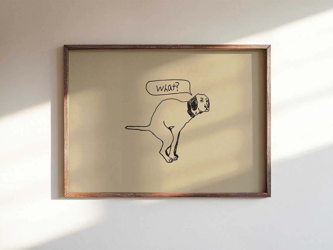 Toilet Poster Dog Humor Minimalist Sketch, Art Print