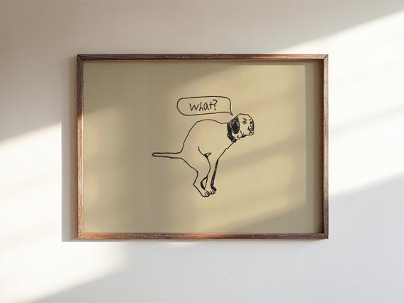 Toilet Poster Dog Humor Minimalist Sketch, Art Print