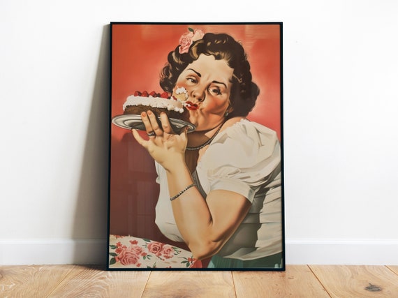 Retro Kitchen Wall Art Funny Poster For Bakery Vintage Kitchen Poster Cake Wall Art Funny Food Art Sweet Poster Cooking Print Pie
