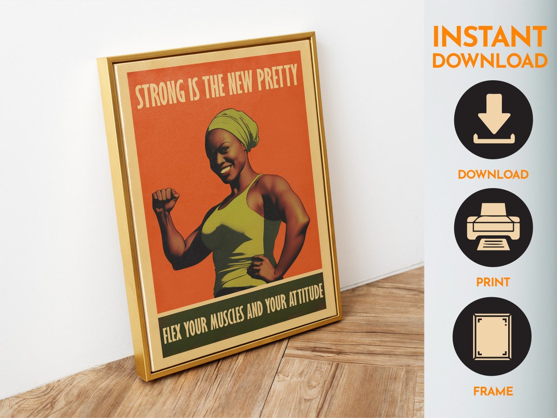 Strong Is The New Pretty Female Bodybuilding Gym Quote Poster - Image 6