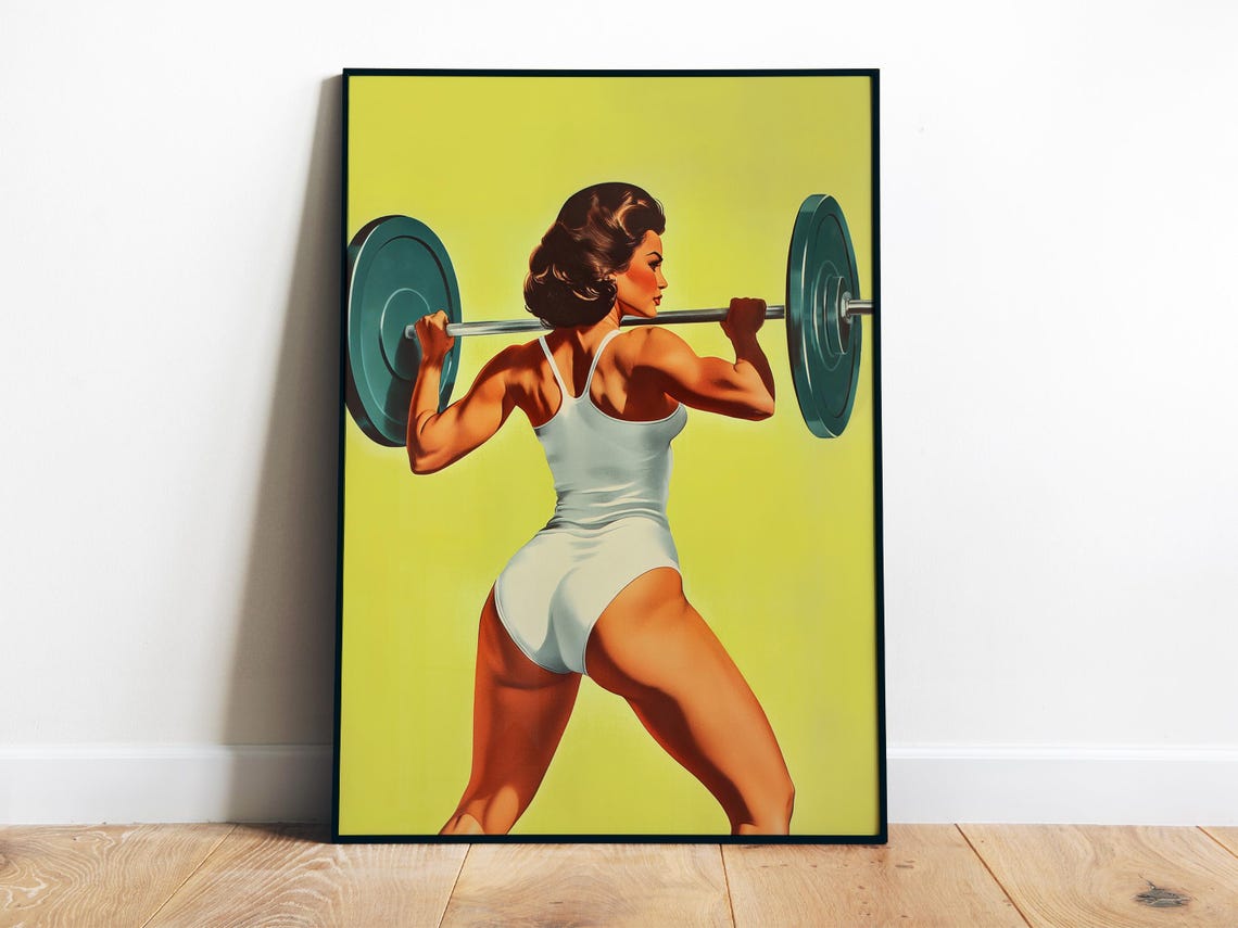Retro Gym Girl Workout Room Art Print