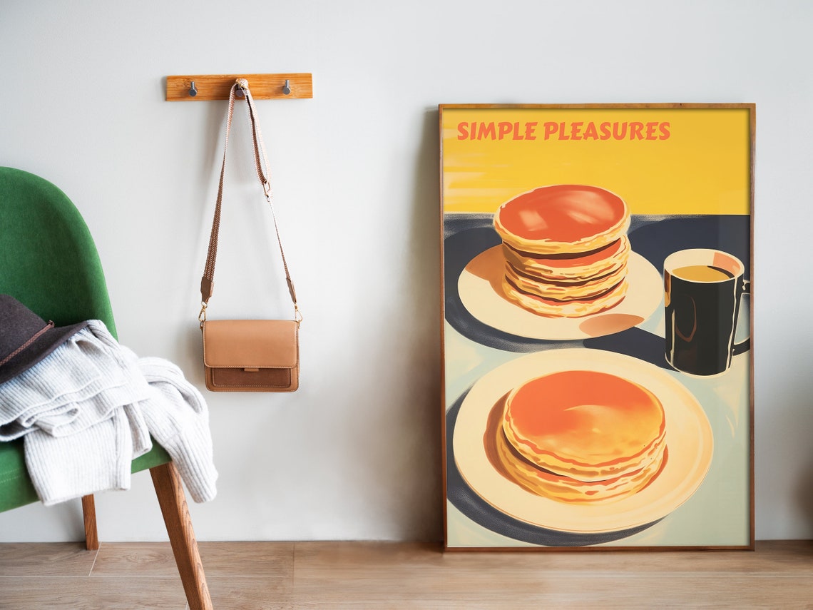 Simple Pleasures Stack Of Pancakes And Coffee Retro Diner Poster - Image 5