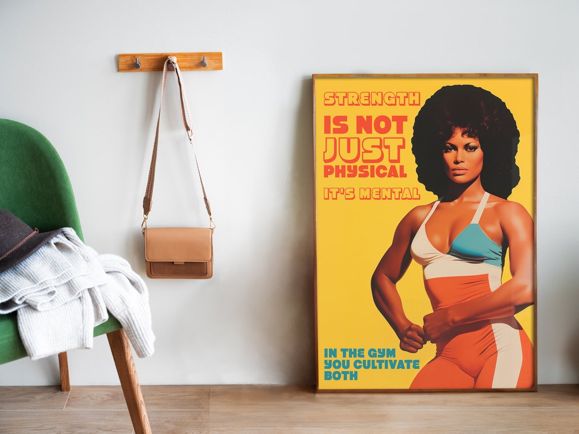 Gym Poster Fitness Art Print Gym Wall Art 70s Poster Fitness Girl Poster Gym Motivation Female Gym Wall Decor - Image 5