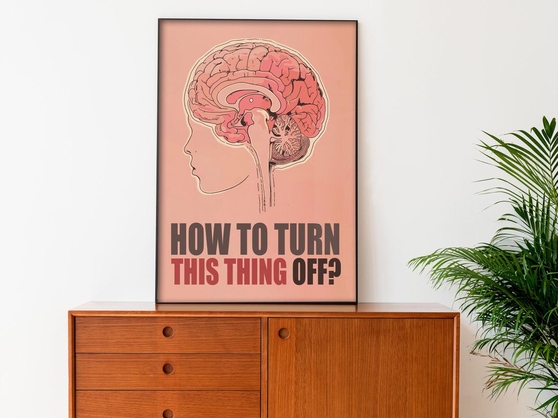 How To Turn This Thing Off Funny Pink Brain Anatomy Dorm Room Poster - Image 3