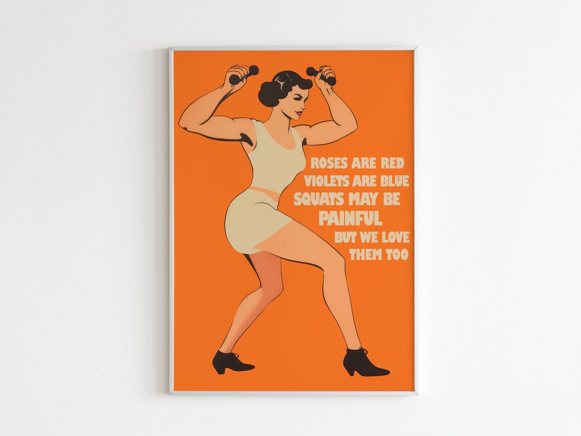 Roses Are Red Squats Poem Funny Retro Gym Leg Day Workout Poster - Image 2