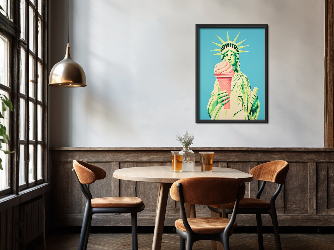 Statue of Liberty Pink Ice Cream Pop Art New York City Poster - Image 2