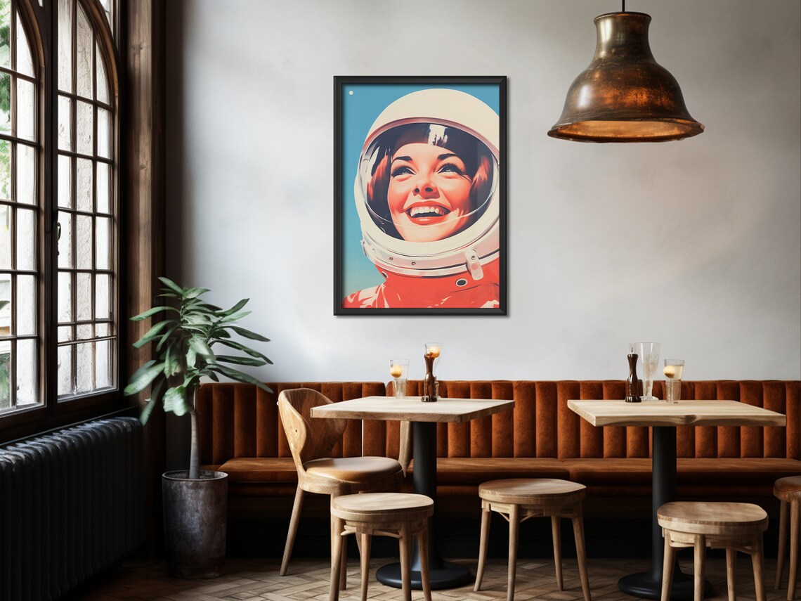 Retro Female Astronaut, Vintage Space Travel Poster - Image 3