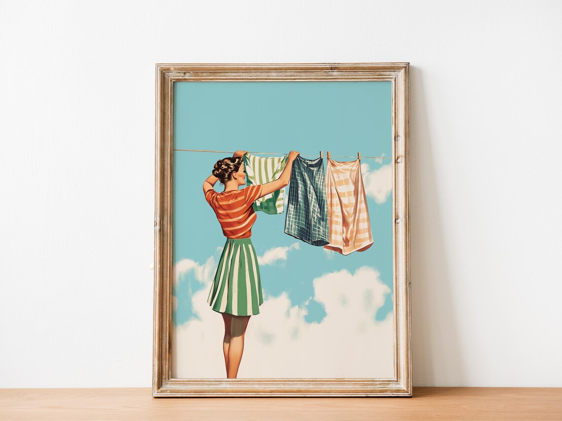 Retro Housewife Laundry Day Art Print, Utility Room - Image 5