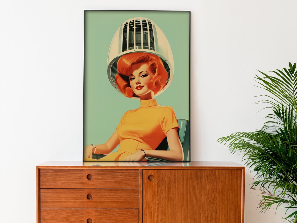 Hair Beauty Salon 50s Retro Poster, Hairdresser Art - Image 4