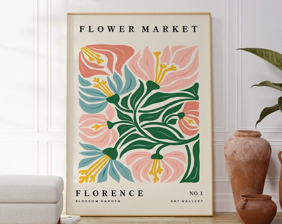 Flower Market Florence Print Vintage Floral Botanical Wall Art
