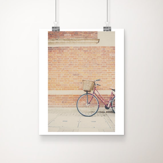 Red Bicycle Photograph Cambridge Print Travel Photography Wanderlust Art Europe Bike
