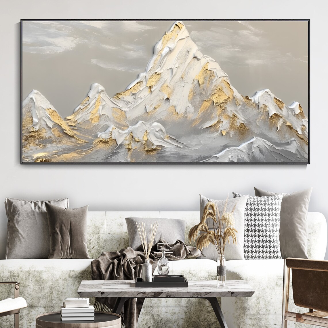 White Snow Mountain Wabi Sabi Landscape Art Print - Image 3