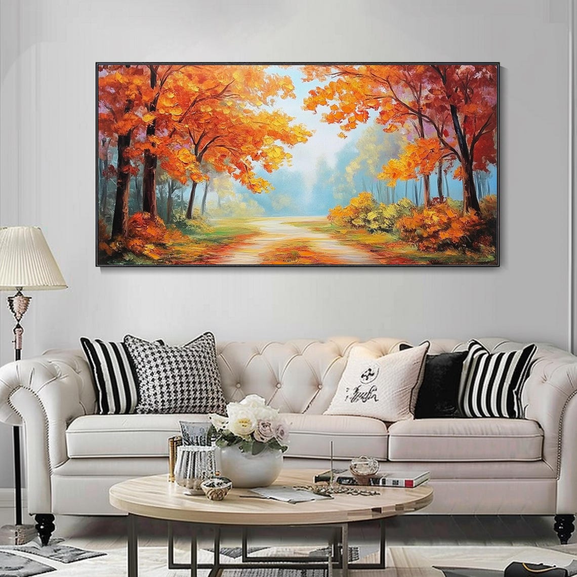 Autumn Forest Road Orange Canopy Sunlit Golden Fall Pathway Poster - Image 4