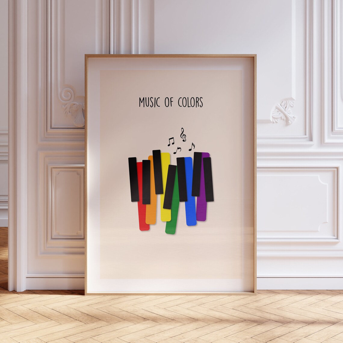 Music of Colors Rainbow Piano Keys Minimalist Music Lover Poster - Image 2