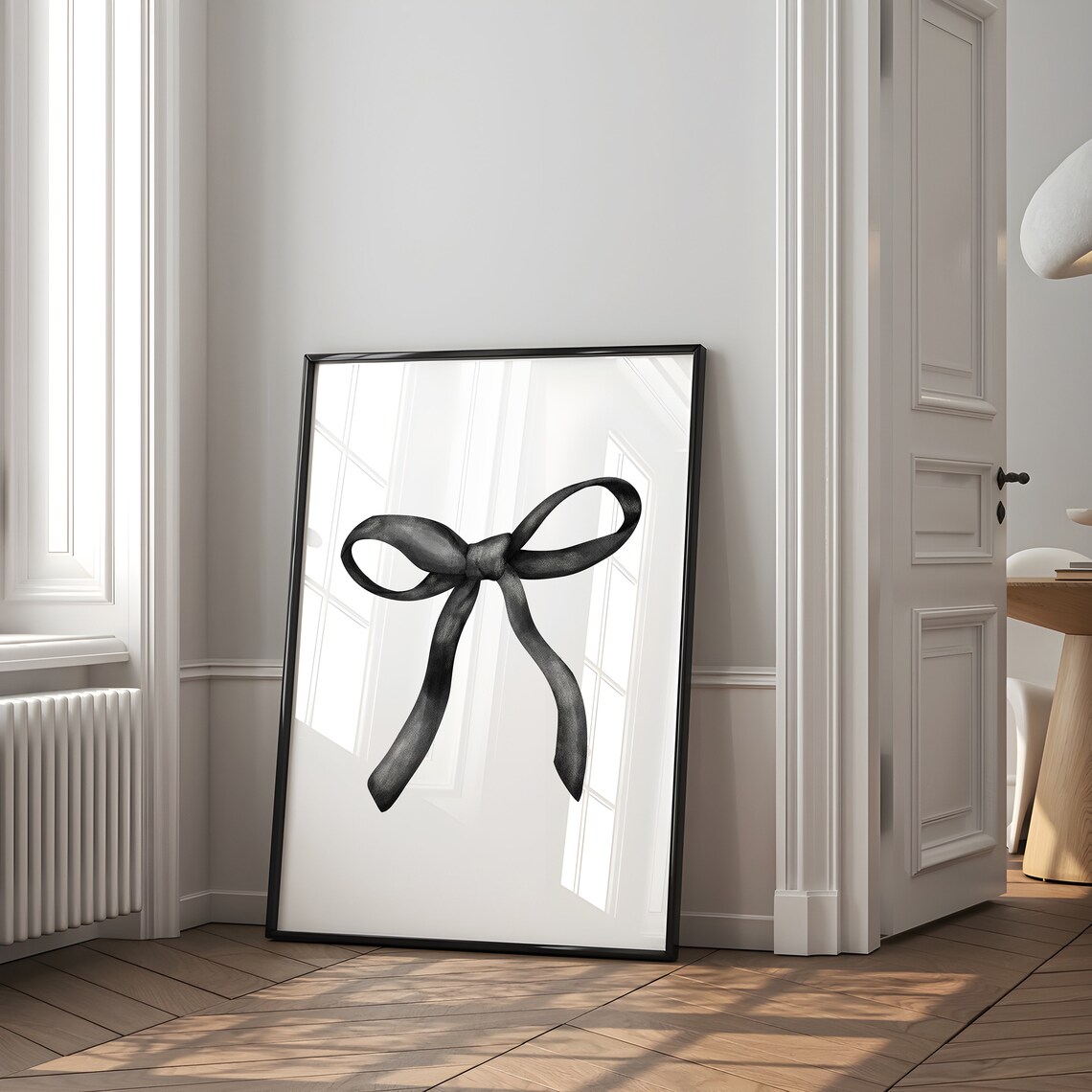 Elegant Black Ribbon Bow Hand Drawn Watercolor Illustration Poster - Image 2