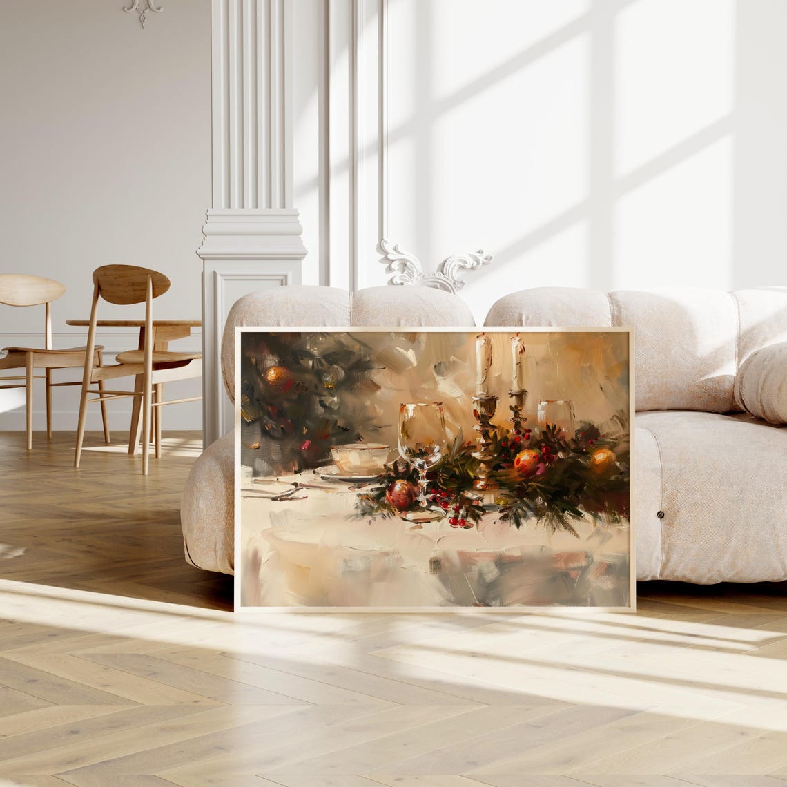 Christmas Dinner Table Candlelight Still Life Oil Painting Poster - Image 3