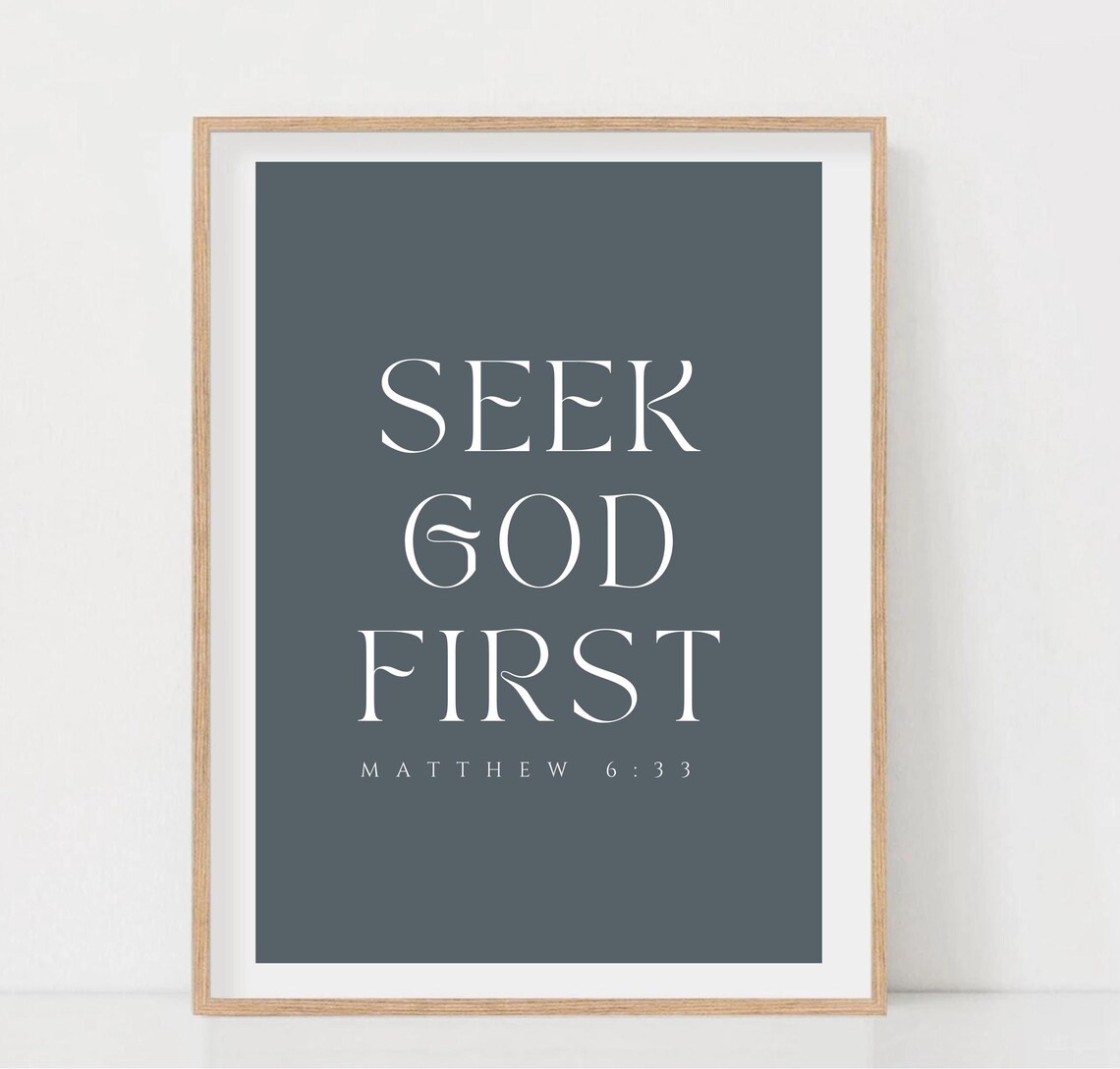 Matthew 633 Seek God First Christian Bible Verse Wall Art Bible Verse Christian Wall Art Modern Scripture Print - Image 3