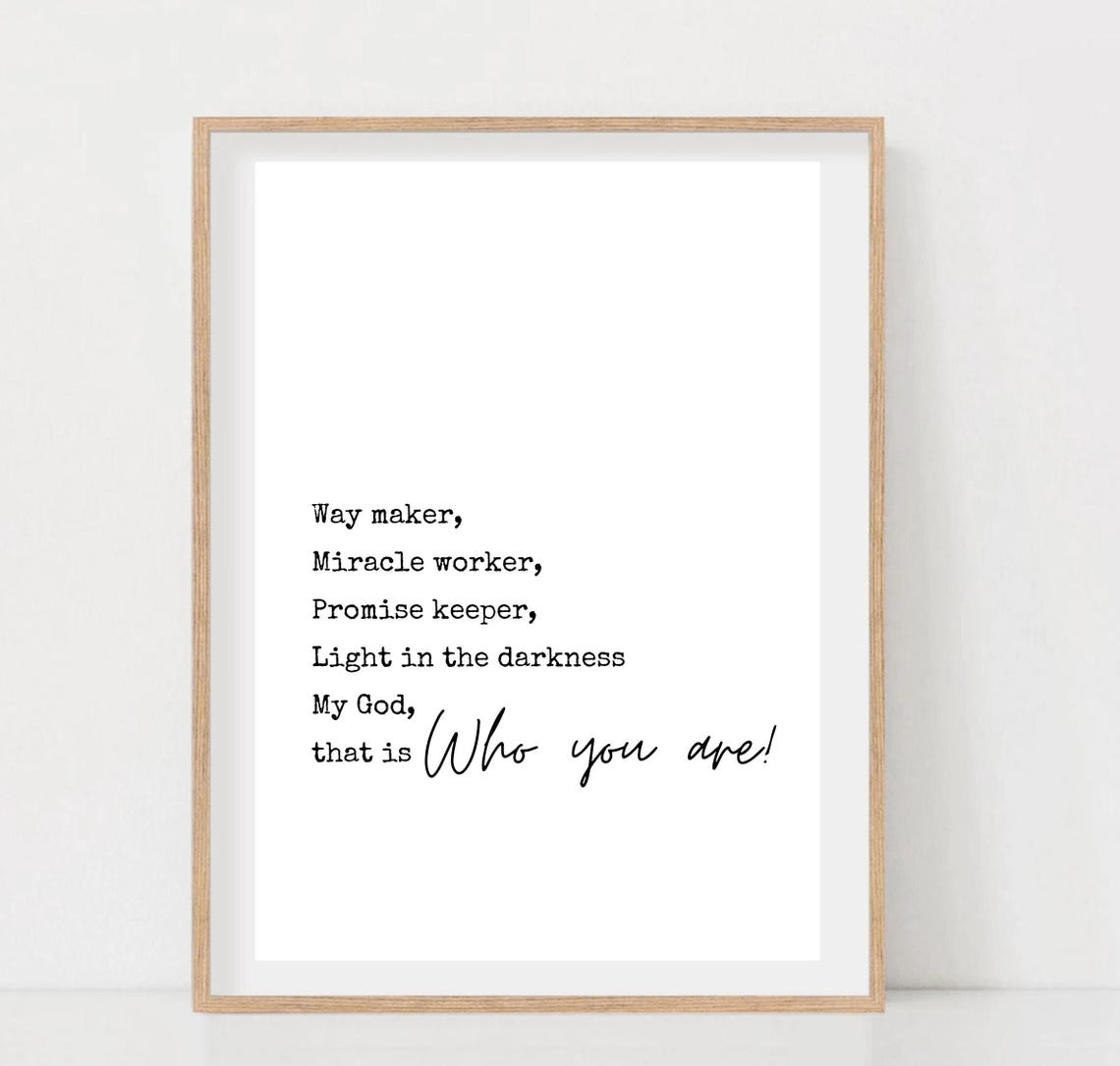 Way Maker Miracle Worker Worship Song Lyrics Typewriter Poster - Image 2