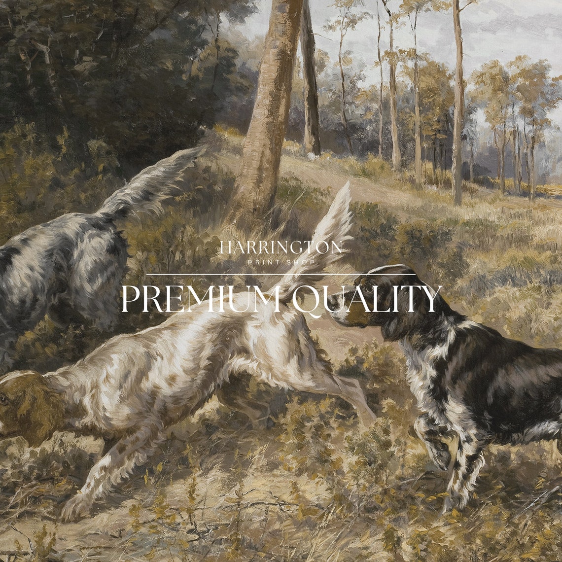 Country Dogs Painting Countryside Vintage Print Vintage Landscape Country Field Landscape Print Painting - Image 5