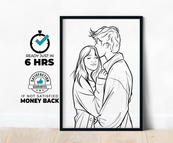 Custom Couple Line Art Portrait Personalized Gift For Family Custom Line Drawing From Photo Gift For Him Bff Gift Gift For Birthday