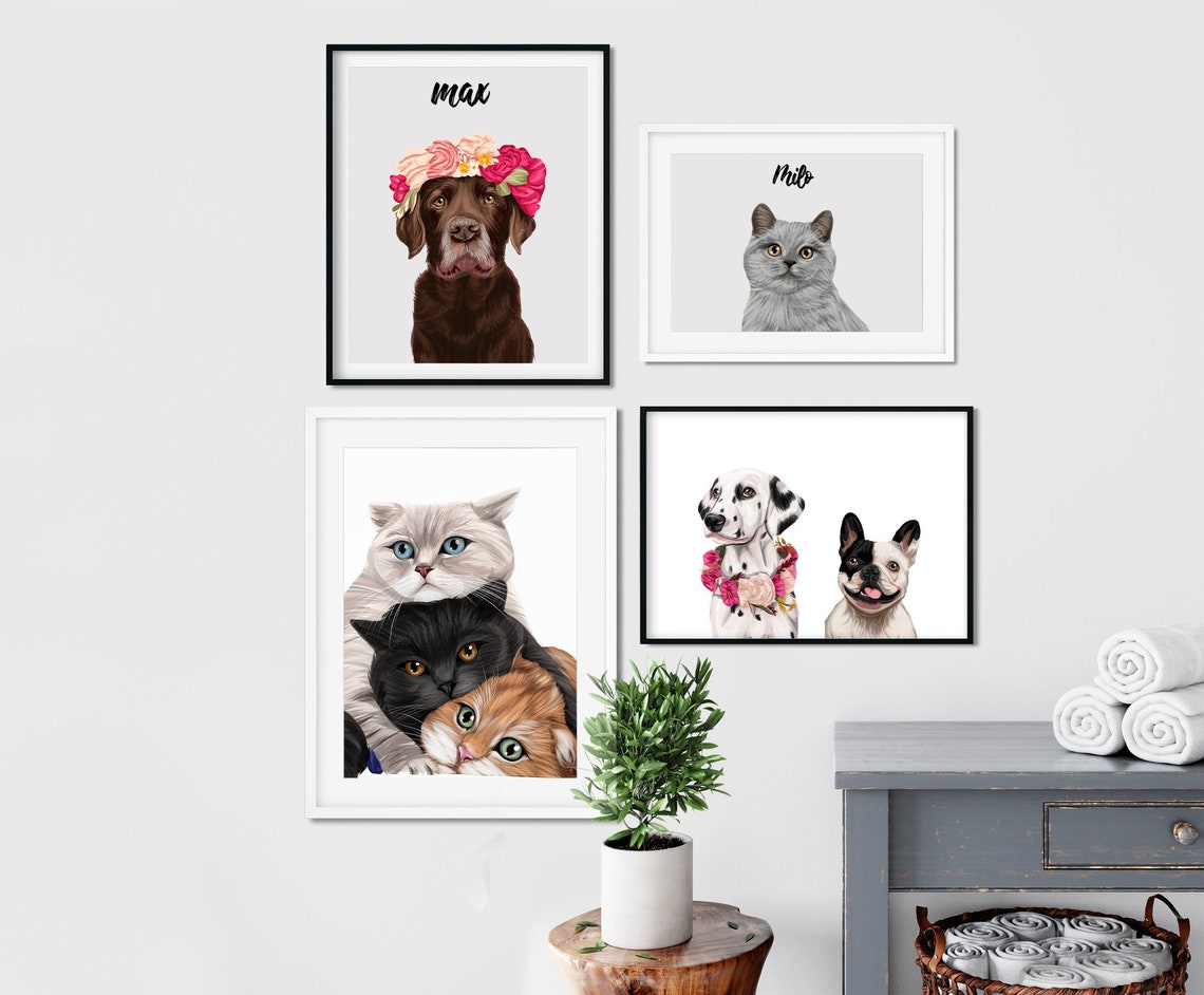 Personalized Gray Cat Milo Painted Custom Pet Portrait Poster - Image 3