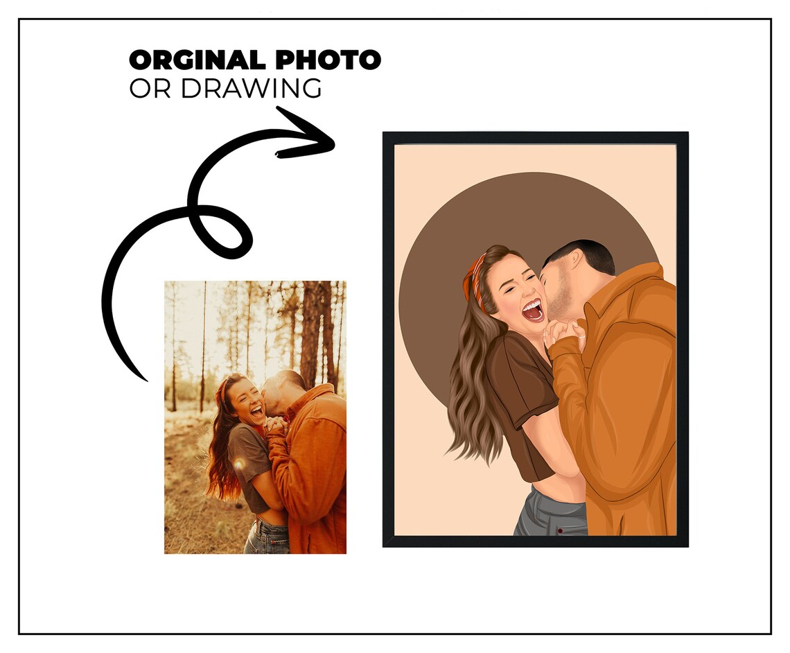 Personalized Couple Portrait Art Print, Anniversary - Image 4
