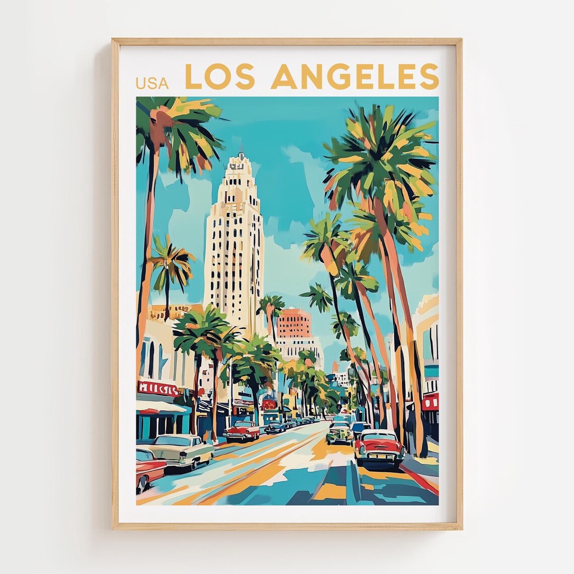 Los Angeles Skyline, California Travel Poster