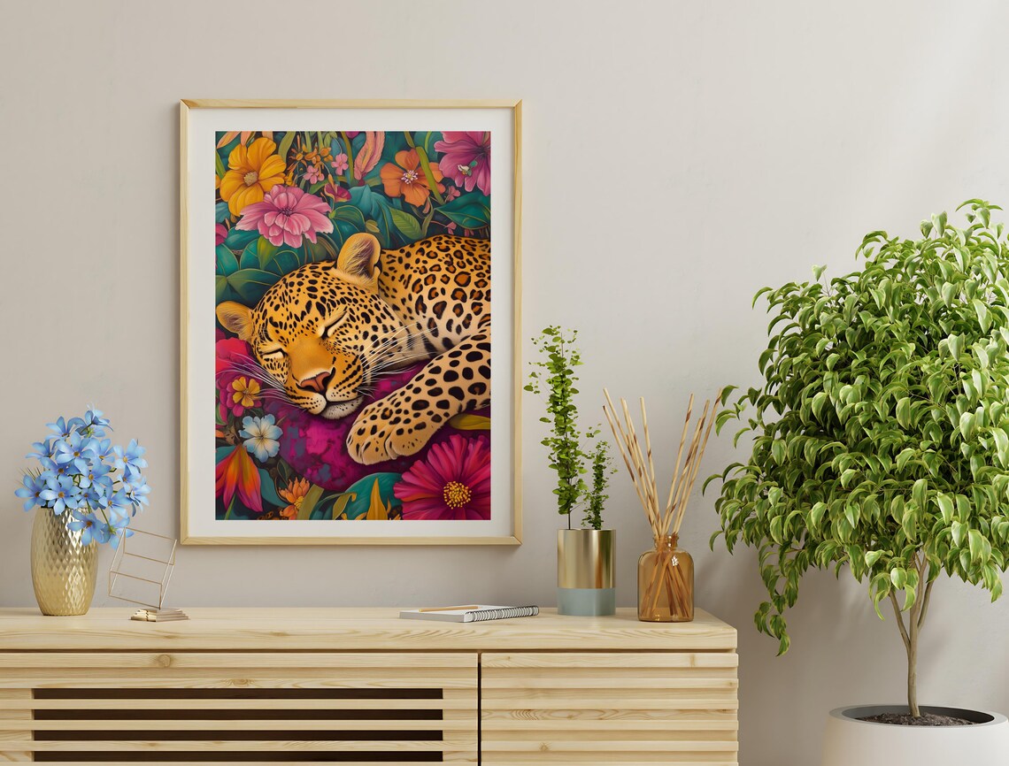 Maximalist Leopard Art Print, Bold Animal Portrait - Image 3