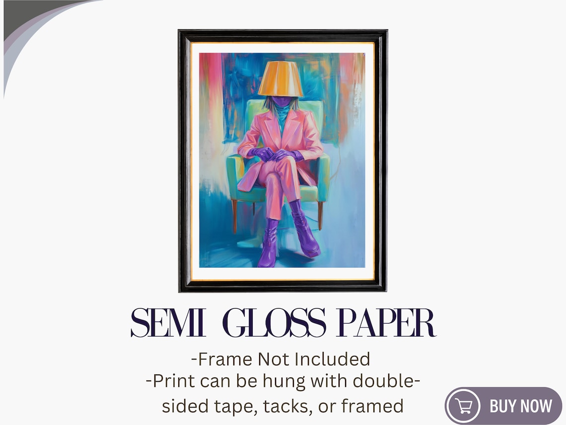 Surreal Woman Lampshade Head Pink Suit Purple Boots Pop Art Poster - Image 6