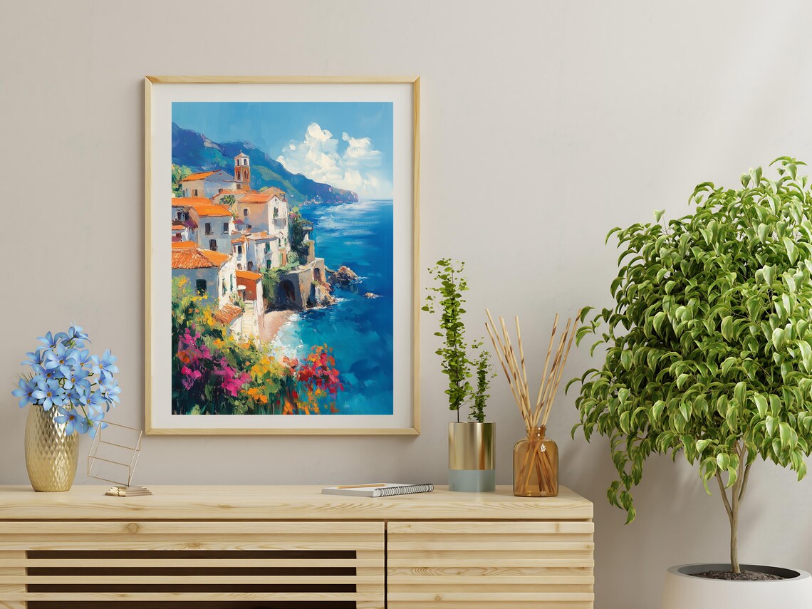 Amalfi Coast Italy Seaside Village Cliffside View Mediterranean Travel Poster - Image 4