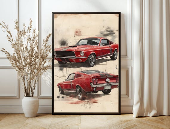 Vintage Car Print Retro Car Poster Classic Wall Art For Car Lovers Old Car Photography Gift Vintage Auto Art Decoration
