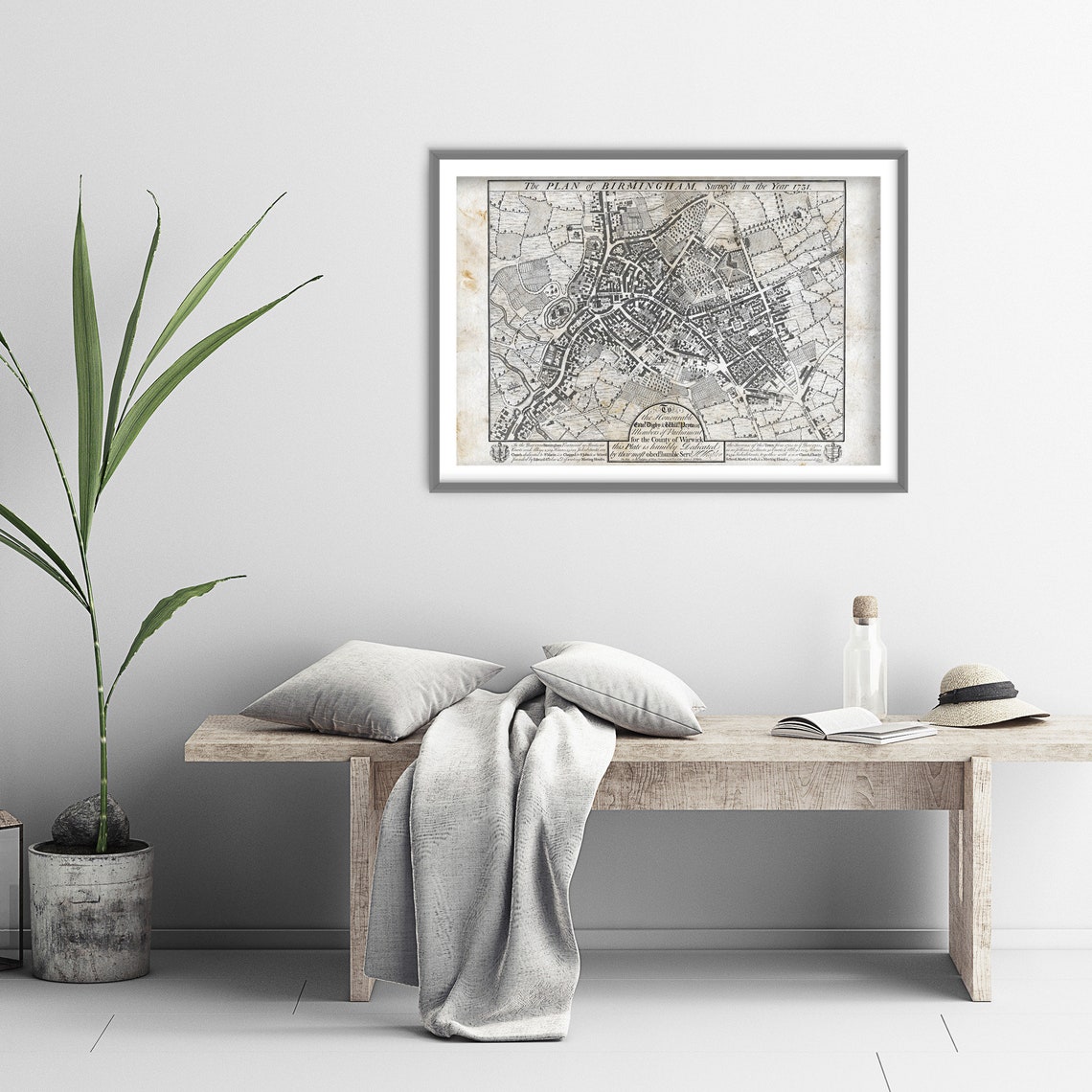 Birmingham England 1731 Vintage Town Plan Historic Map Art Print - Image 3