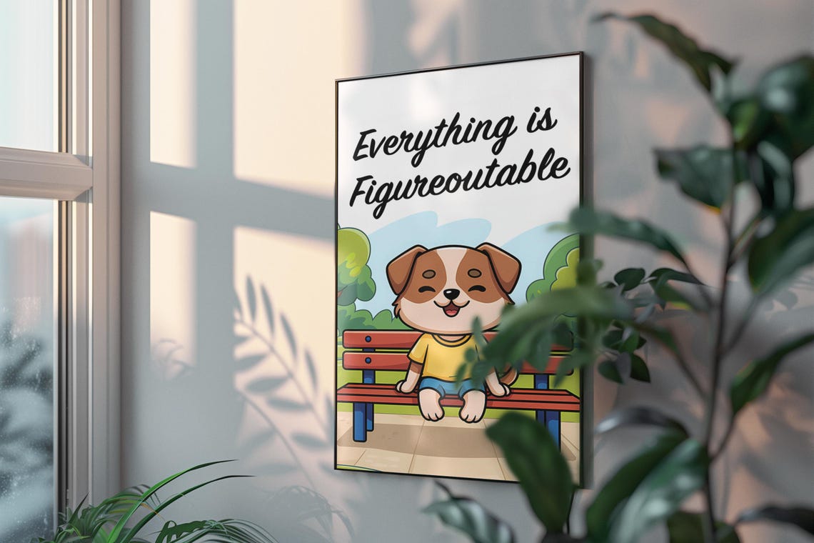 Everything Is Figureoutable Happy Puppy Cartoon Quote Wall Poster - Image 3