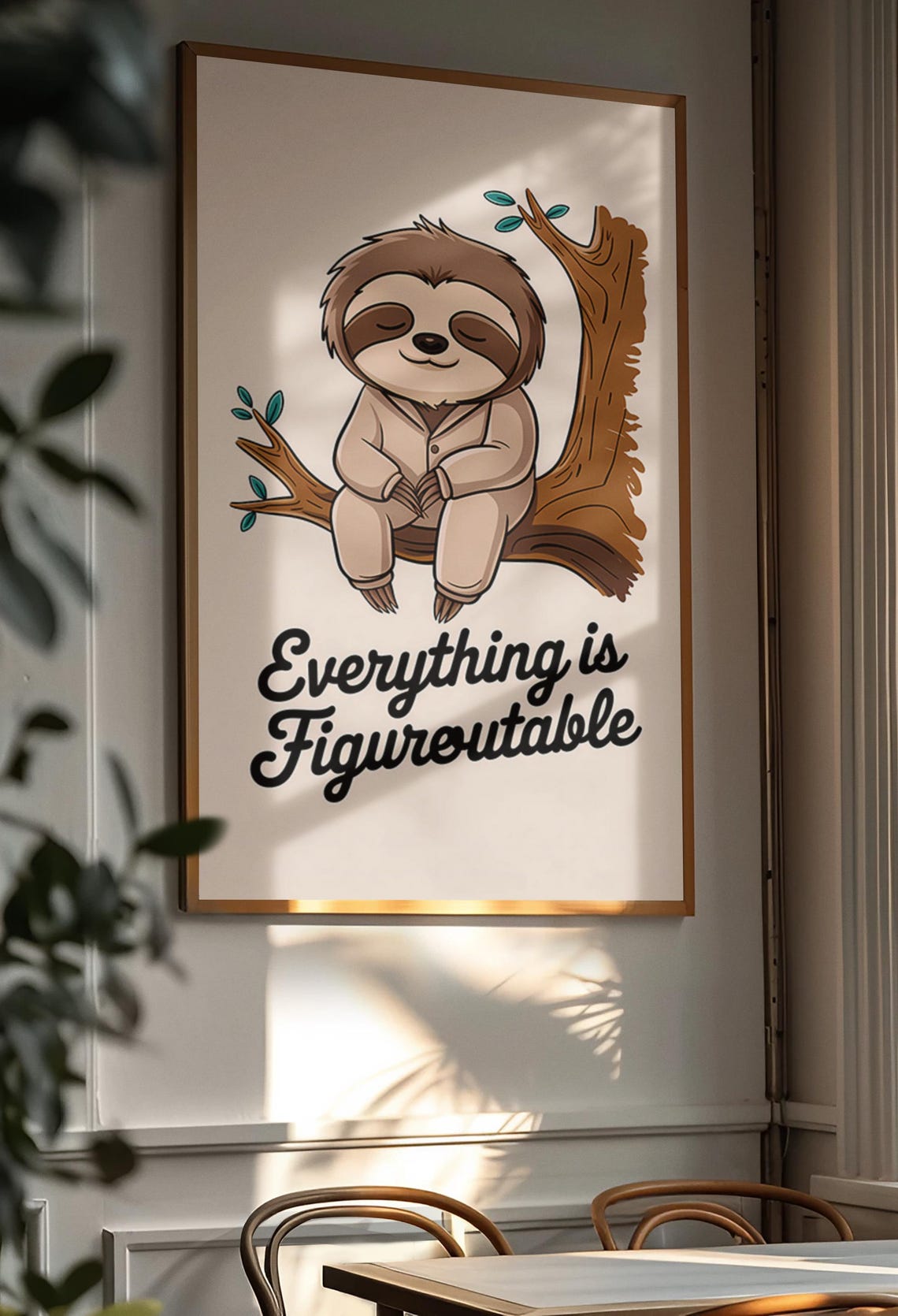 Everything Is Figureoutable Cozy Sloth Pajama Quote Wall Poster - Image 2