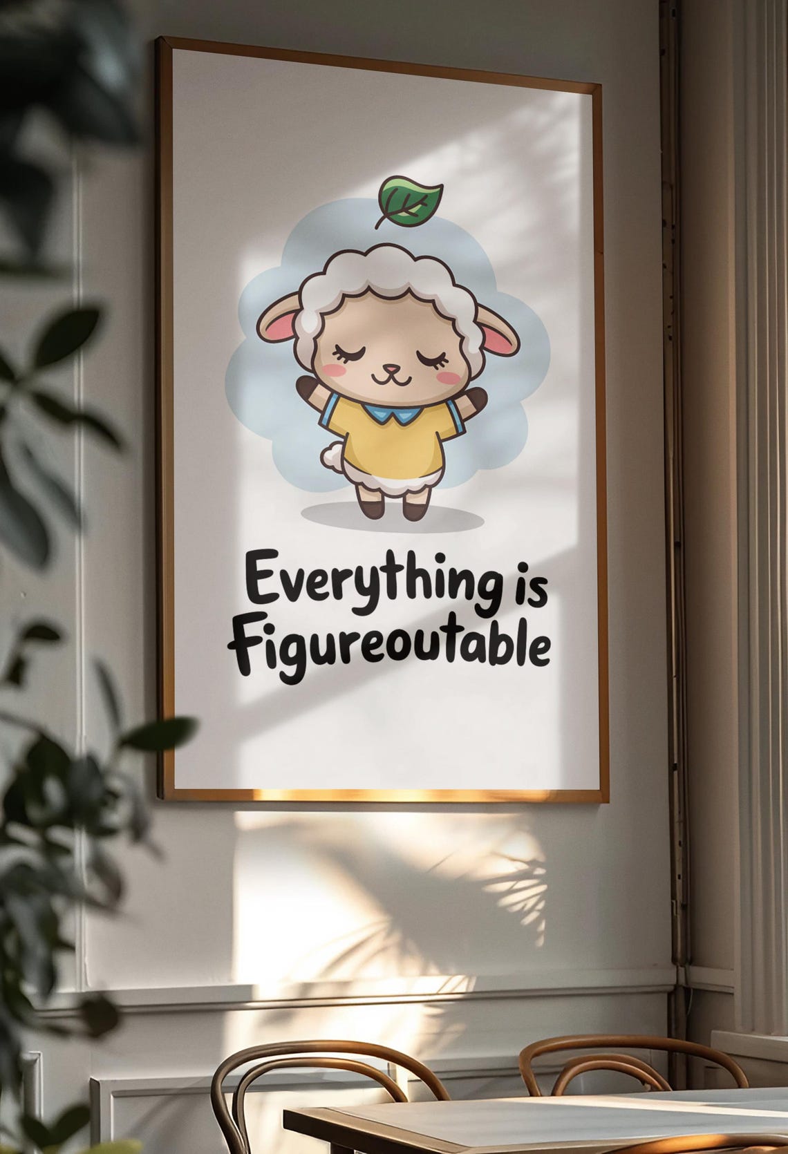 Everything Is Figureoutable Cute Lamb Cartoon Quote Wall Poster - Image 2