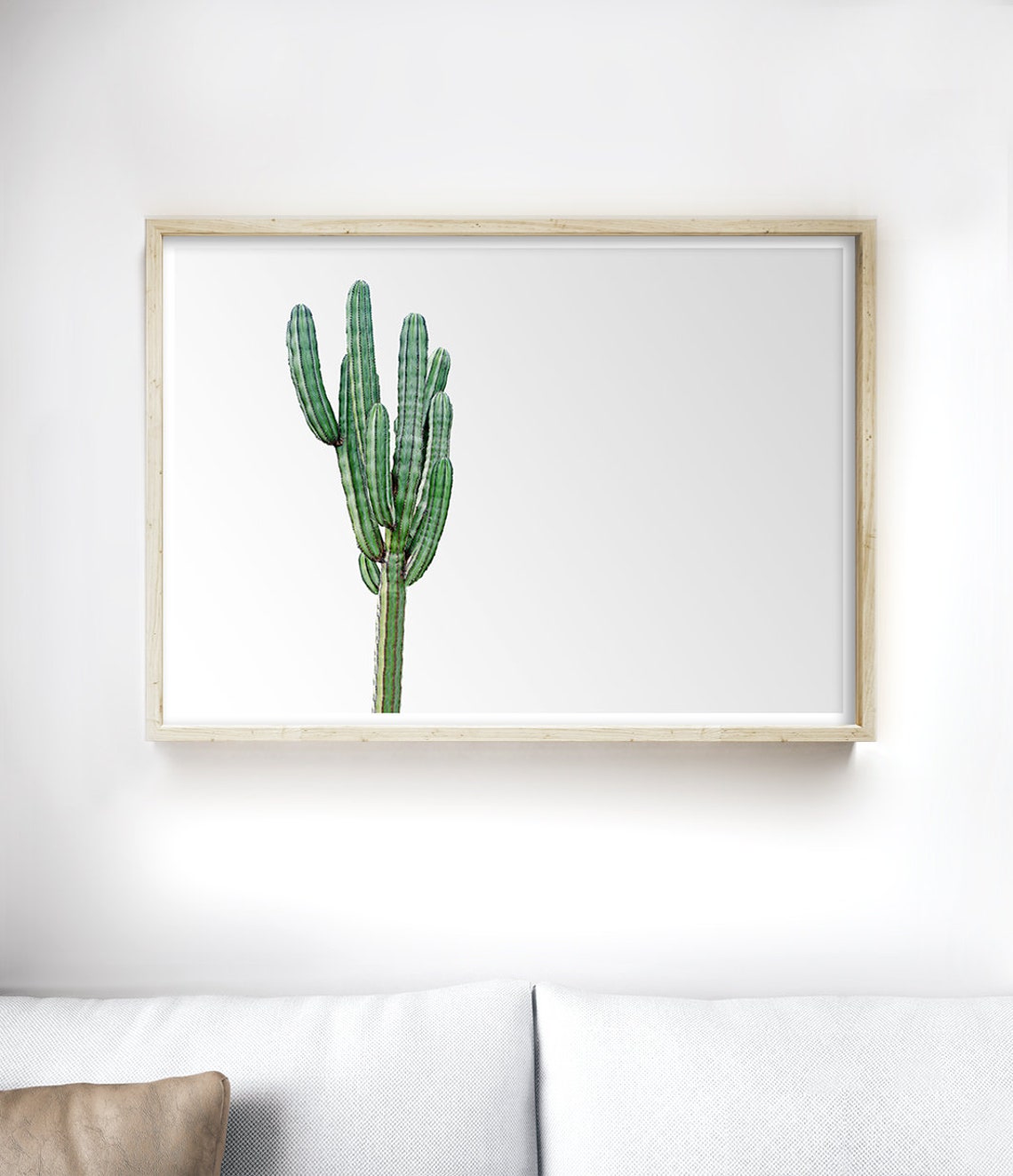 Green Cactus Columnar Desert Plant Minimal White Botanical Art Poster - Image 3