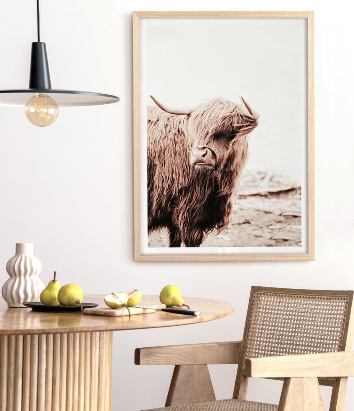 Highland Cow Shaggy Brown Scottish Cattle Farmhouse Portrait Poster - Image 3