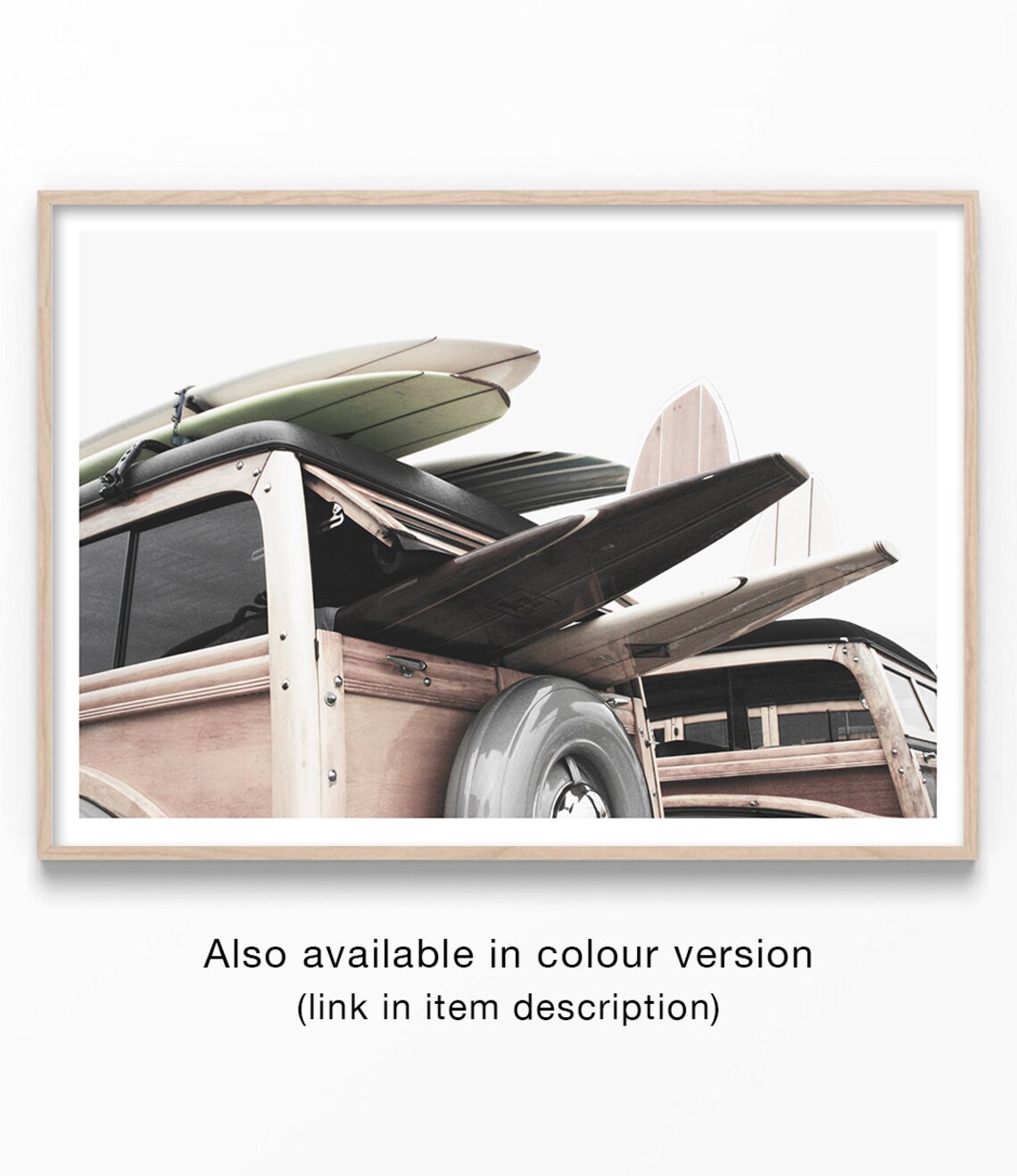 Vintage Van Surf Art Print, Black and White Beach Wall Art - Image 2