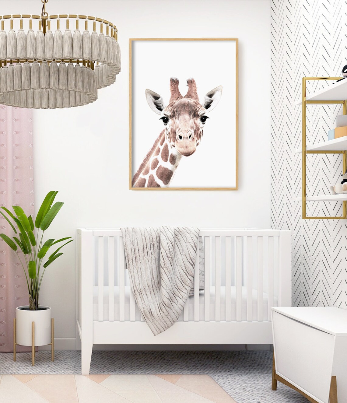 Baby Giraffe Face Close Up Cute Safari Nursery Kids Room Animal Art Poster - Image 3