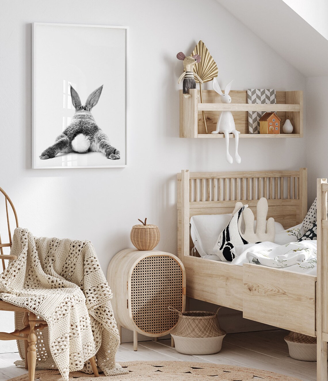 Bunny Rabbit Tail, Black And White Nursery Art Print - Image 3