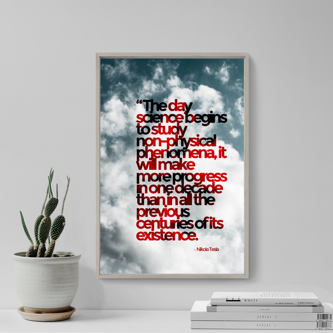 Nikola Tesla Quote Art Print, Home Wall Decor