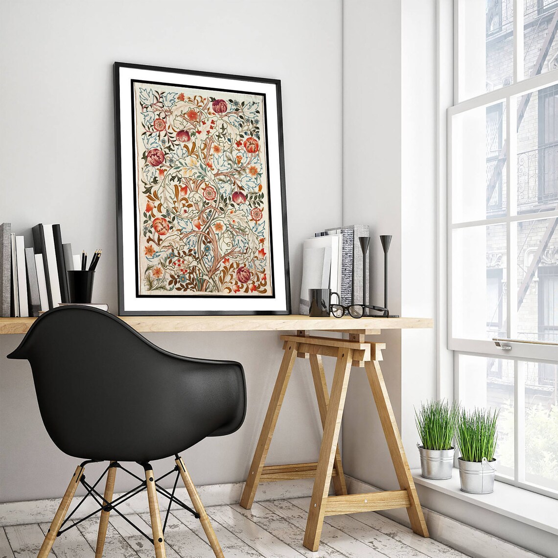 William Morris Acanthus Door Silk Embroidery Art Print - Image 2