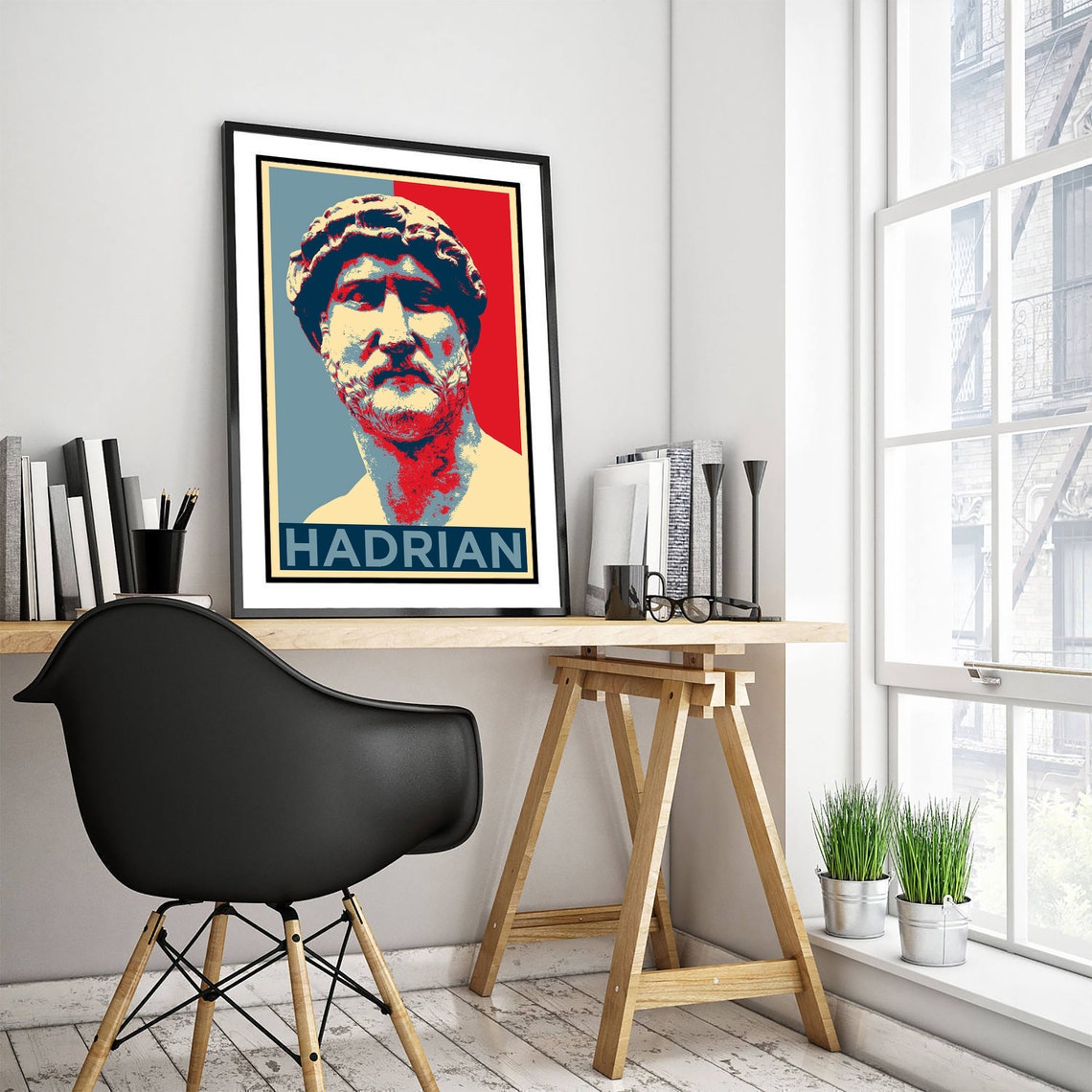 Hadrian Roman Emperor Bust Pop Art Bold Color Graphic Style Poster - Image 3