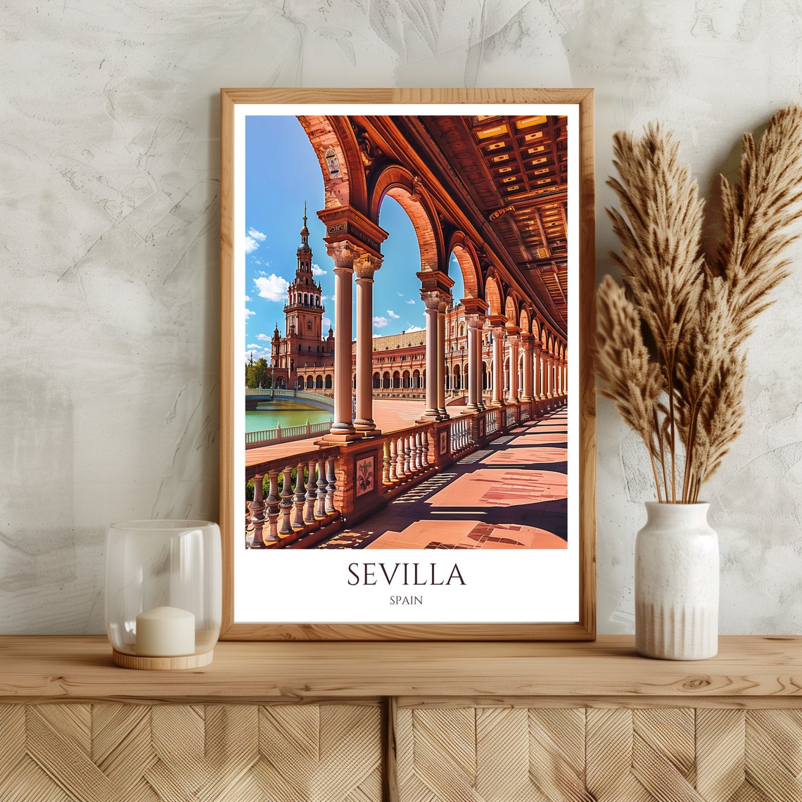 Sevilla Arched Arcade Plaza Andalusian Sun Spain Travel Poster - Image 3